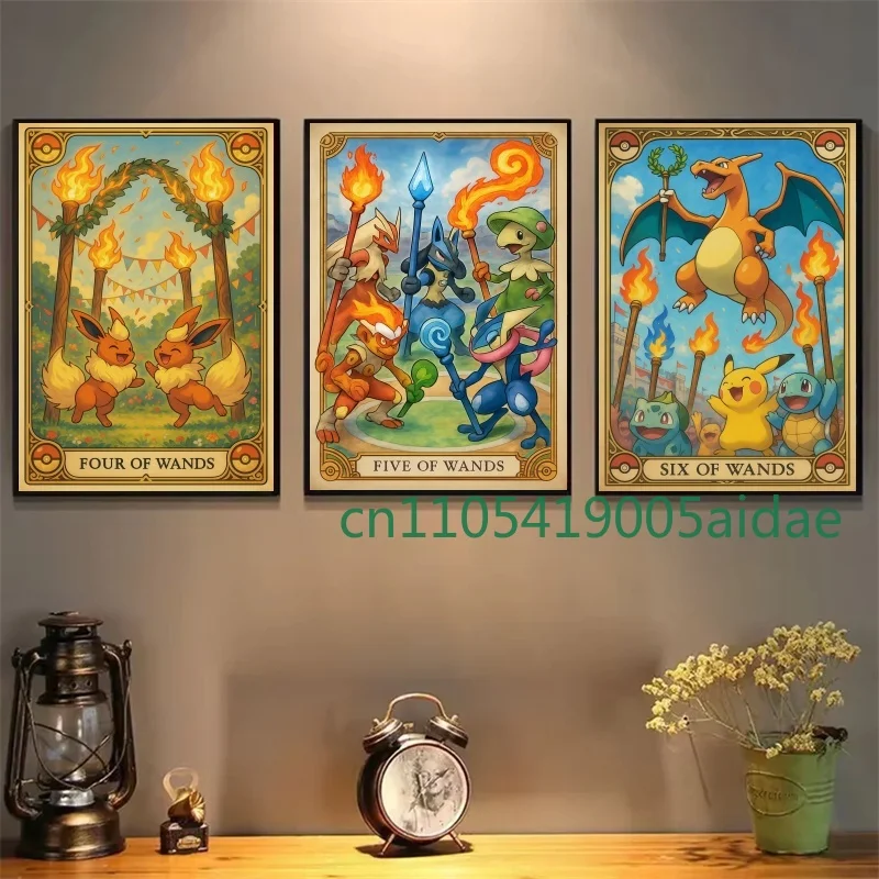 

High Quality Anime Pokemon Canvas Painting Charmander Charizard Eevee HD Poster Wall Home Art Picture Living Room Corridor Decor