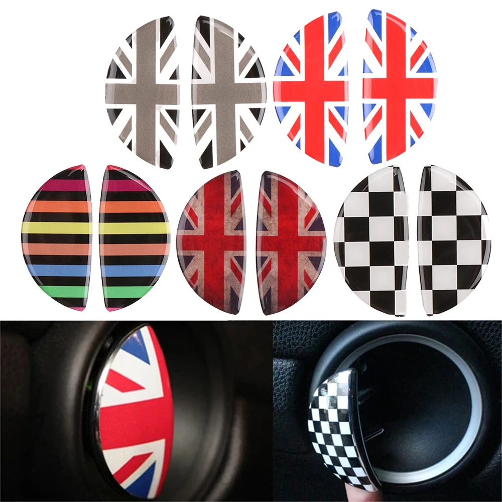 2Pcs Car Door Sticker 3D Crystal Epoxy Car Interior Pull Handle Sticker For MINI COOPER R56 R55 R60 R61 Countryman F55 F56 F60