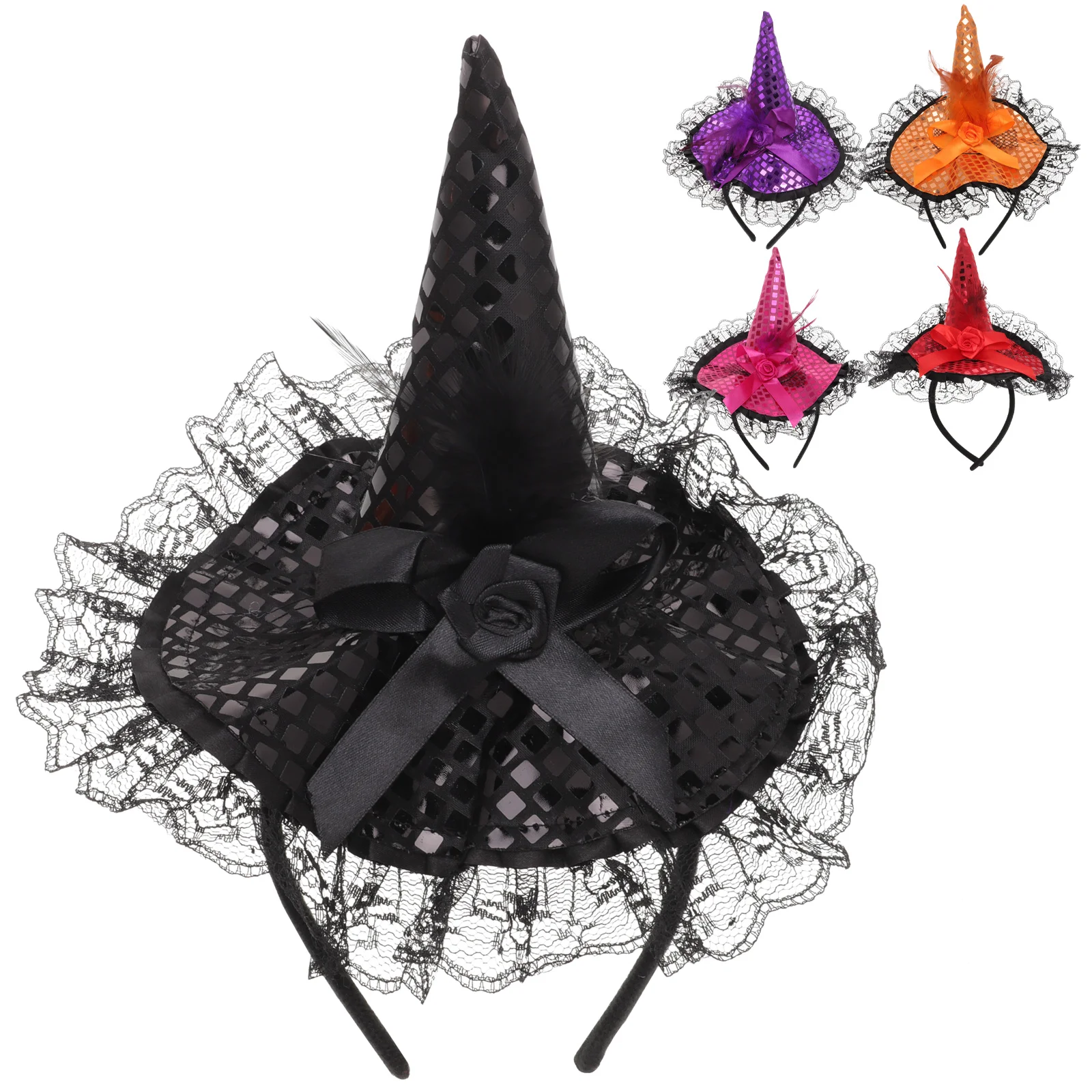 5-delige Halloween hoofdband chique heks haarband cosplay hoofdtooi leuke hoepel pailletten prop mini podiumshows