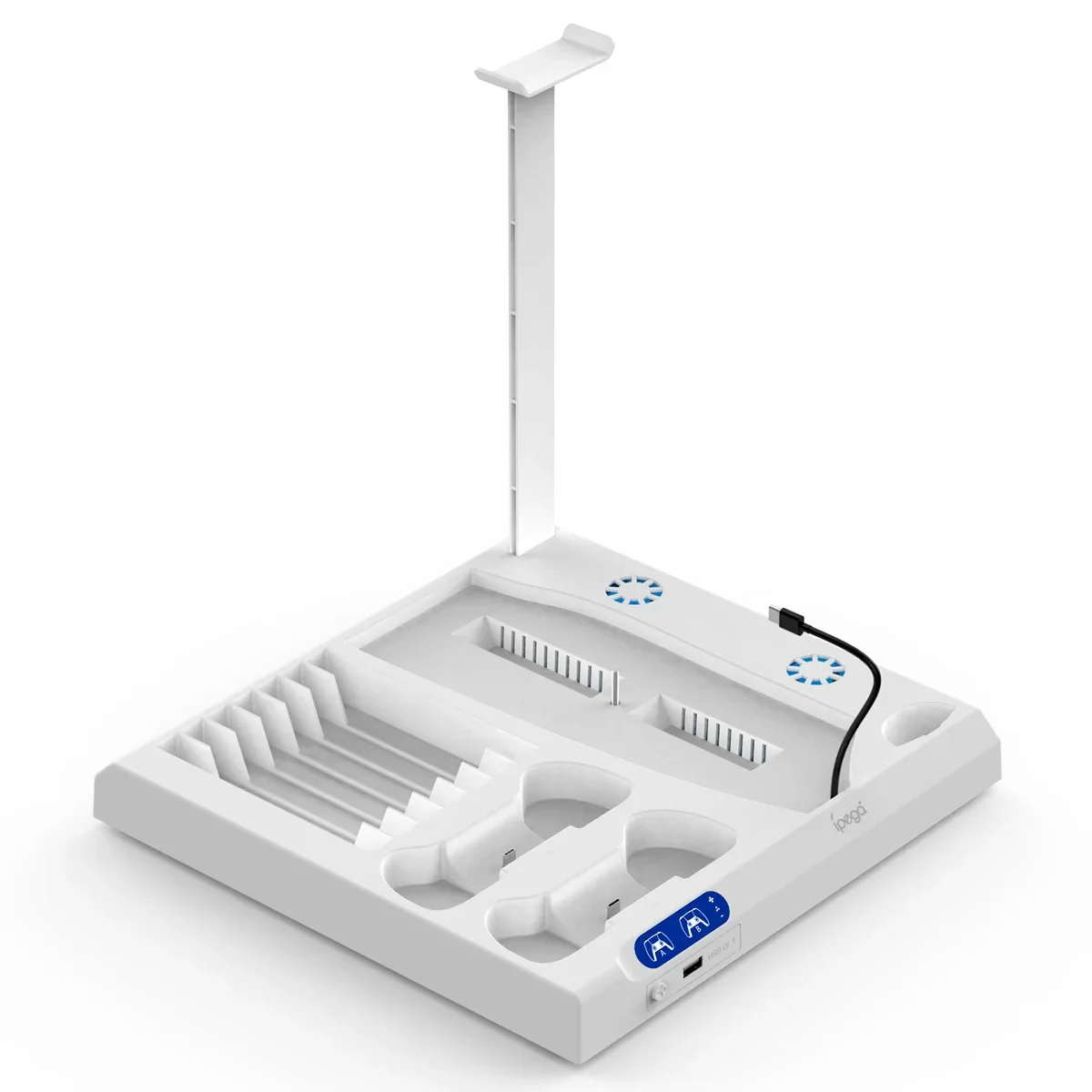 

Multi-functional Expansion Dock For Ps5 Slim Ps5 Vertical Stand with Features Cooling Fan Controller Charging and Headset Holder