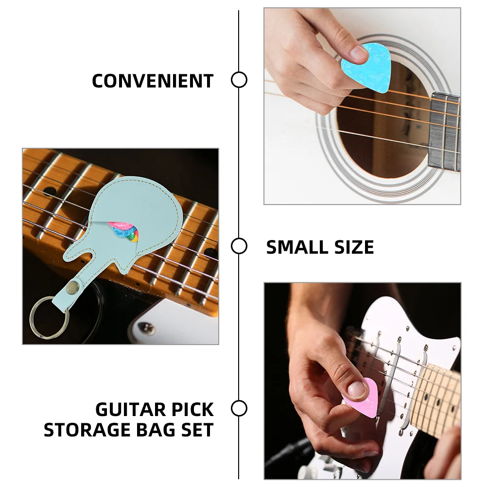 

1 set Guitar Picks Bag Set Lightweight Durable PU Material Storage Pouch For Bass Electric Acoustic Guitar Ukulele
