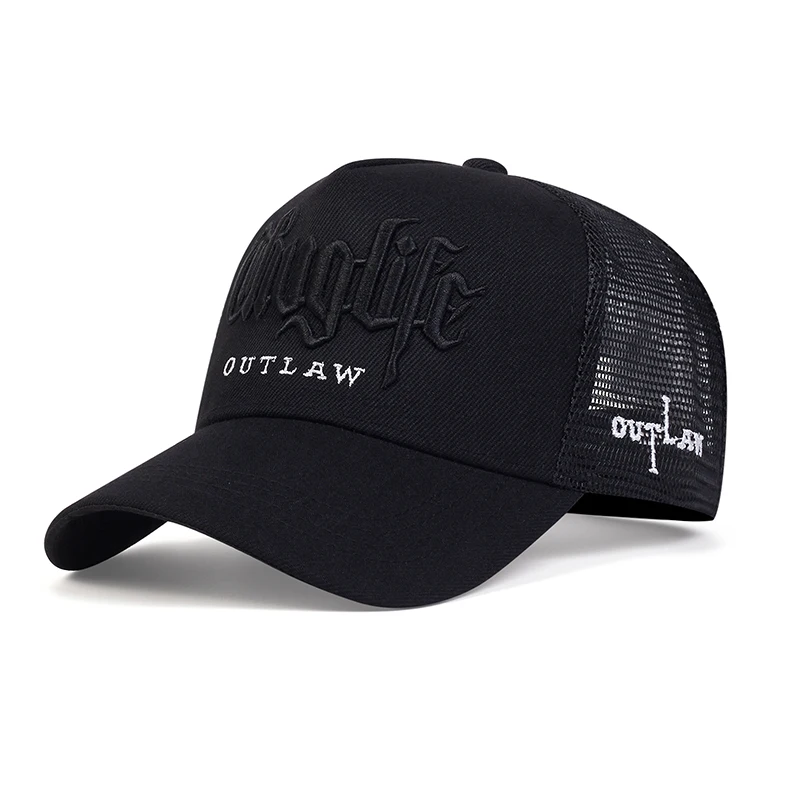 2024 New Gothic Thug Life Letter Embroidered Men\'s Unisex Style Curved Eaves Adjustable Buckle Baseball Hat Adjustable