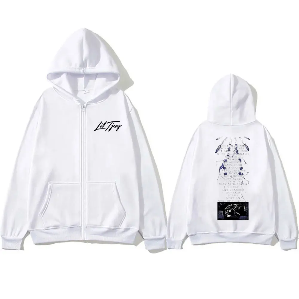Rapper Lil Tjay Destined 2 Win Graphic Zipper Hoodie Men Hip Hop Fashion Casual Zip Up Jacket Male Vintage Oversized Streetwear
