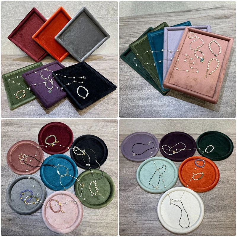 

Новый бархатный лоток для демонстрации ювелирных изделий, ожерелье, кулон, кольцо, шпилька, браслет, тарелка для хранения и витрина, тарелка для домашней стойки