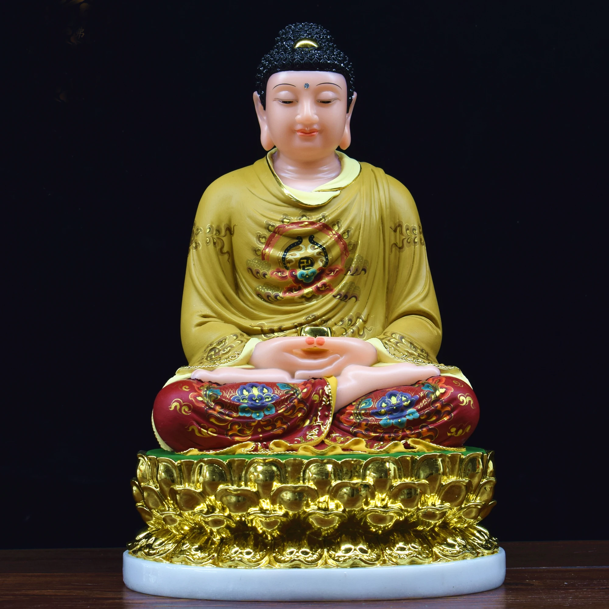 High-grade TOP Buddha statue Home store company Shrine FAMILY bless safe Painted  Sakyamuni Buddha jade gilding Sculpture