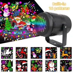 Christmas Party Lights Stage Light Led Projector Light Built-in 16 Patterns Indoor and Outdoor Laser Lamp Holiday Lighting