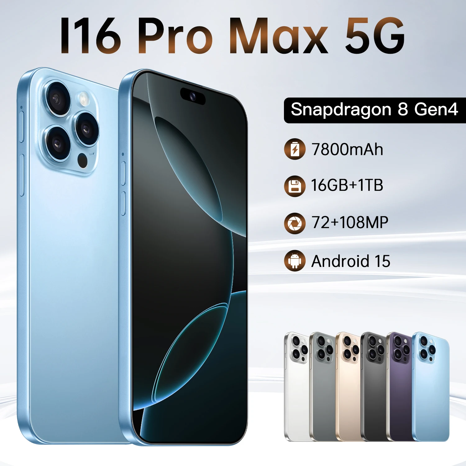 

2025 HOT I16 Pro Max 5G 22GB 2TB original intelligent 5G dual card dual standby Android 15 system global version 7800mAh battery
