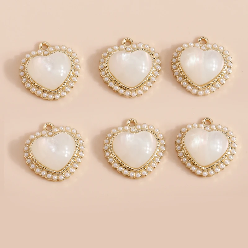 4pcs Elegant Crystal Love Imitation Pearl Hearts Charms for Earrings Bracelets Keychain Pendants of Necklace Jewelry Accessories