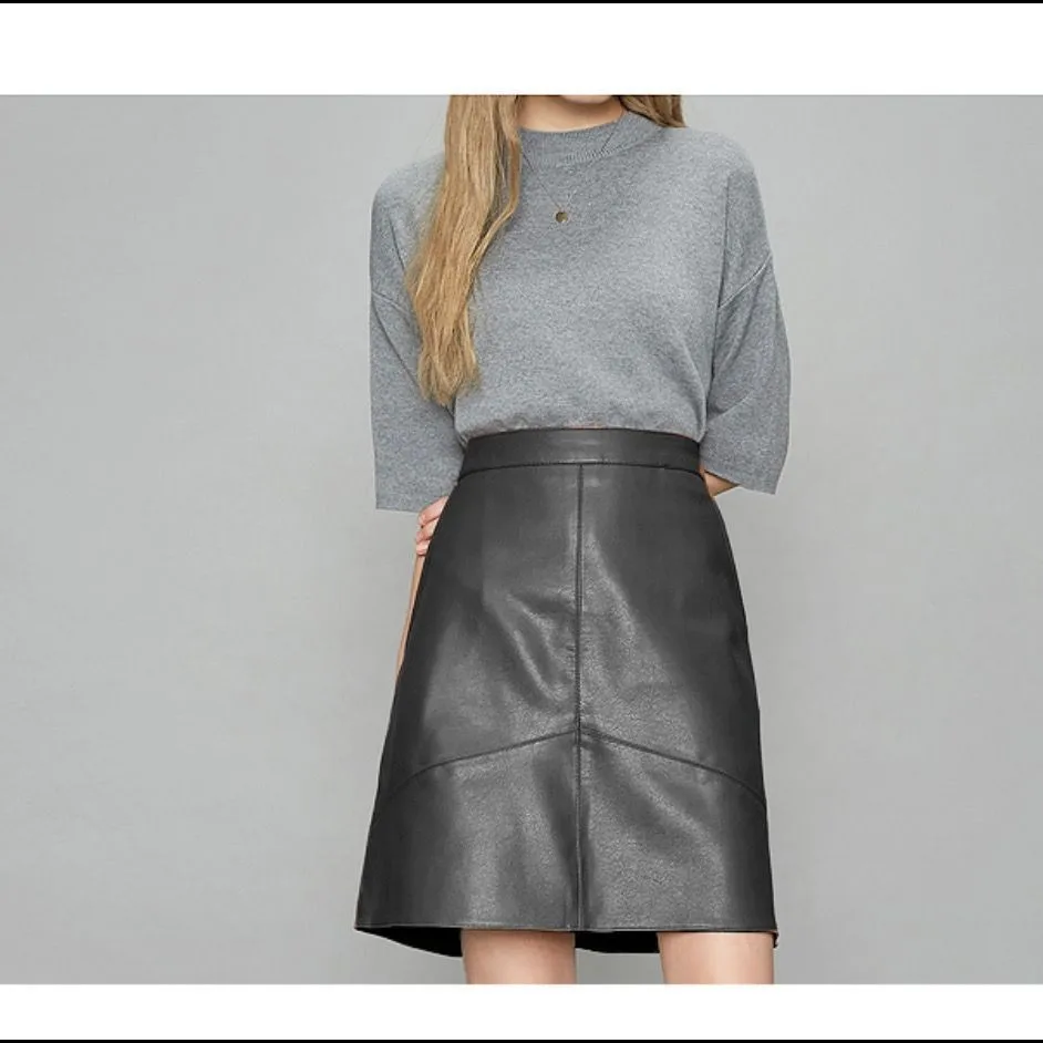 pu leather autumn and winter new design high waist skirt short skirt