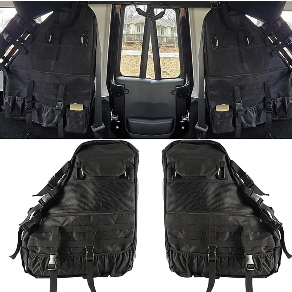 

Black Tactical MOLLE Back Seat Storage Organizer Bags for Jeep Wrangler JK | Rear Interior Cargo Storage Pack