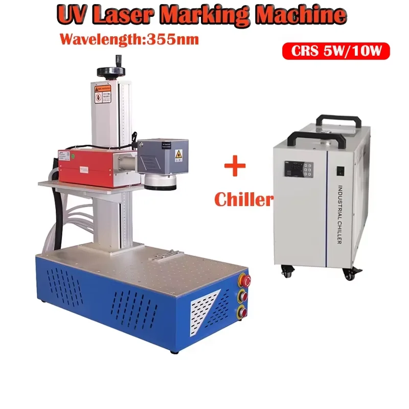 CRS 5 واط الأشعة فوق البنفسجية آلة التعليم بالليزر الطول الموجي 355nm 10 واط الأشعة فوق البنفسجية آلة الحفر بالليزر للمعادن الزجاج الخشب الاكريليك بولي كلوريد الفينيل تبريد المياه