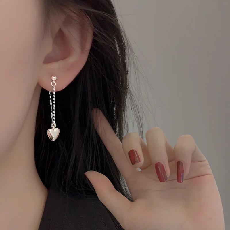 

Новинка 2023, модный и нишевый дизайн, высококачественные и элегантные серьги-сердечки из серебра 925 пробы с игольной цепочкой