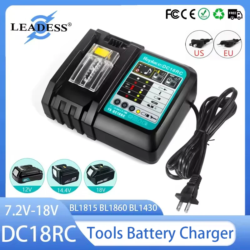 DC18RC Li-ion Battery 3A Charger for Makita 18V 14.4V BL1860B,BL1850B,BL1840,BL1830,BL1820,BL1415,BL1440 Power Tool Charger