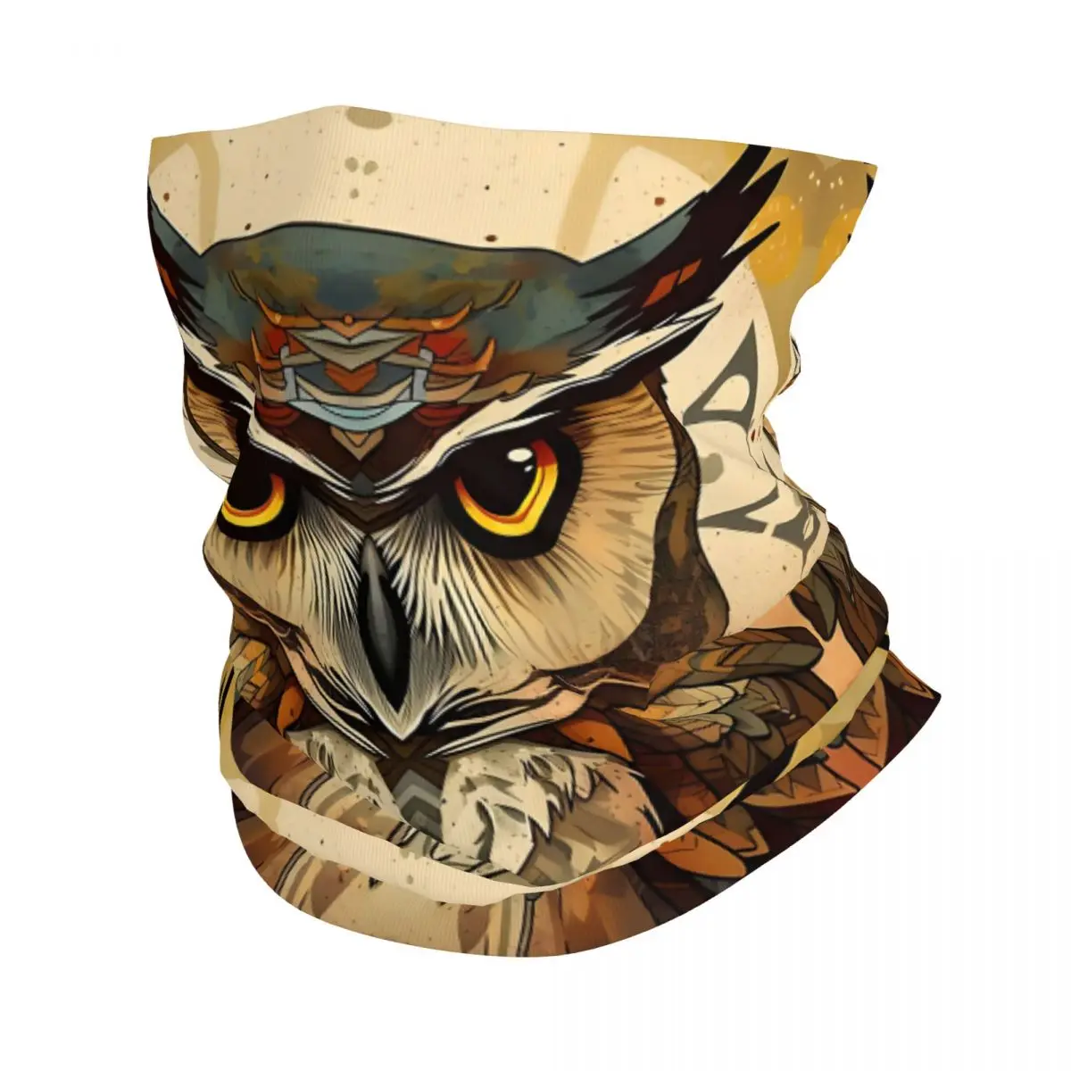 Symmetrical Owl Totem Thin Wrap Scarf Bandana Neck Gaiter Face Cover Headband