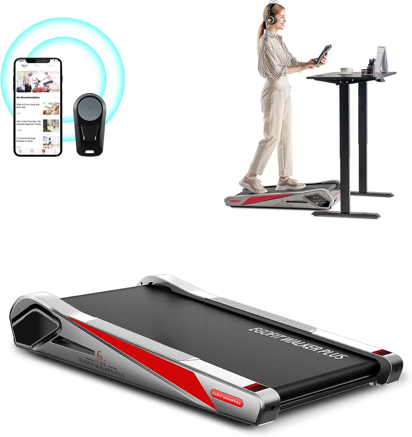 

Under Desk Motorized Folding Small Walking Treadmill for Home & Office, Installation-Free with LCD Display, Compact Fit Standing