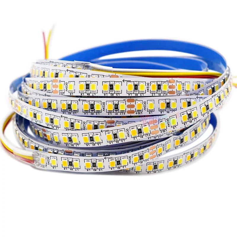 

5M CCT White+Warm white LED Strip DC 24V 180leds/m SMD 2835 3014 240leds/m Flexible Lights Tape White PCB No Waterproof