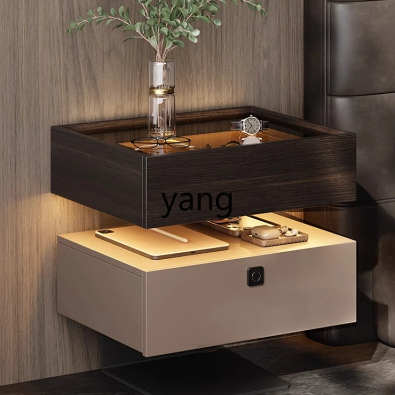 

LMM Italian Suspended Smart Bedside Cabinet Safe Integrated Bedroom with Fingerprint Lock Bedside Cabinet