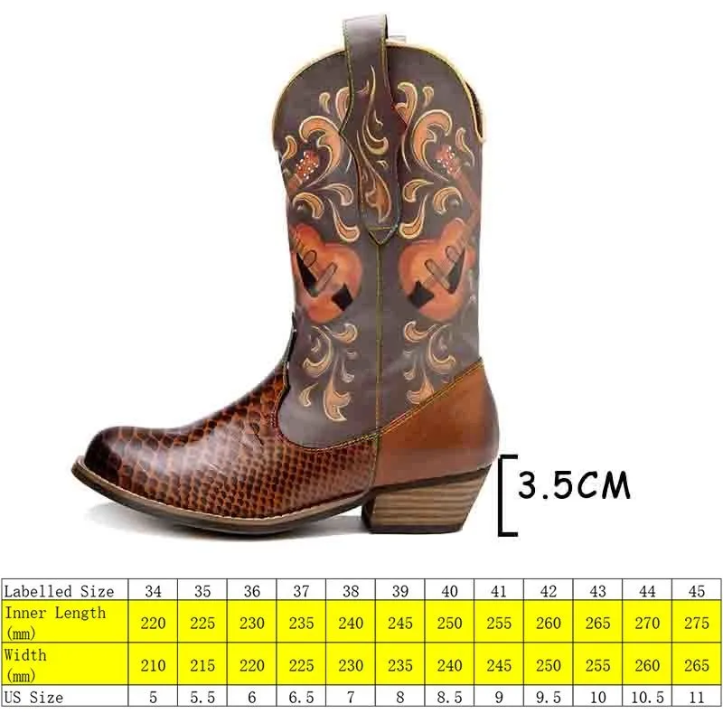 Koznoy 3.5cm New Sheepskin Leather Knight Boots Cowboy Knee High Woman Fashion Slip on Western Autumn Spring Ethnic Ankle Shoes