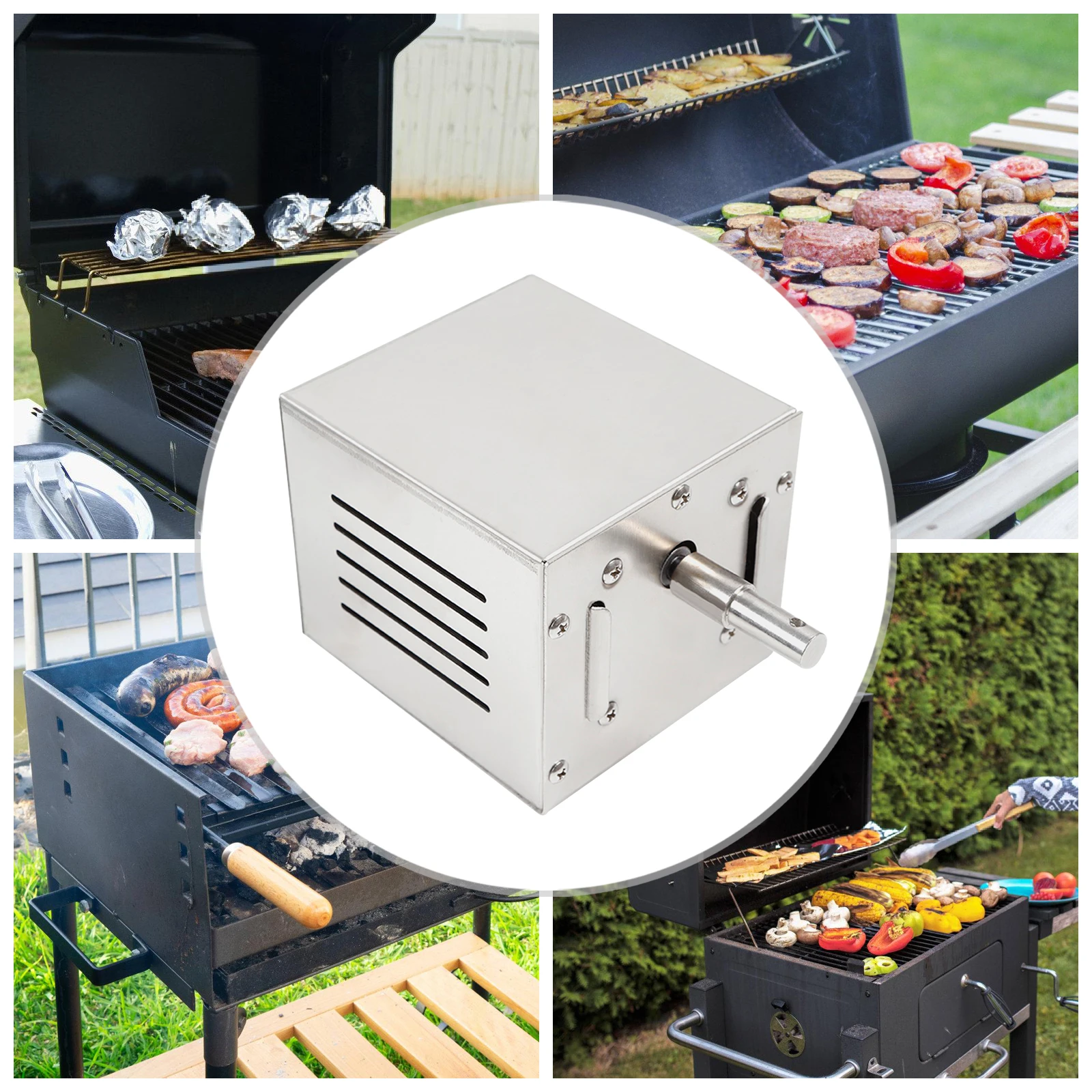 60KG 25W Barbecue Grill Motor Rotary Spike BBQ Rotisserie Roaster Spit 220V Stainless Steel Outdoor Barbecue Accessories