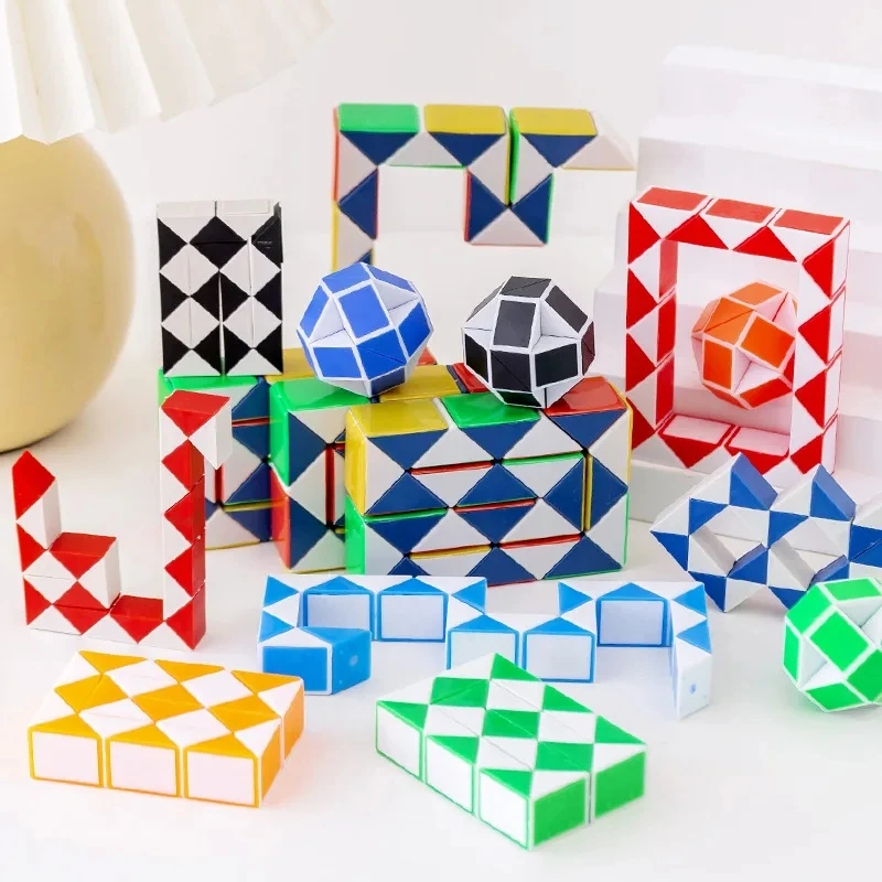 6 Pcs Folding Magic Snake Ruler Puzzle Antistress Cube Educational Toy Kids Birthday Party Favors Goodie Bags School Reward 21CM