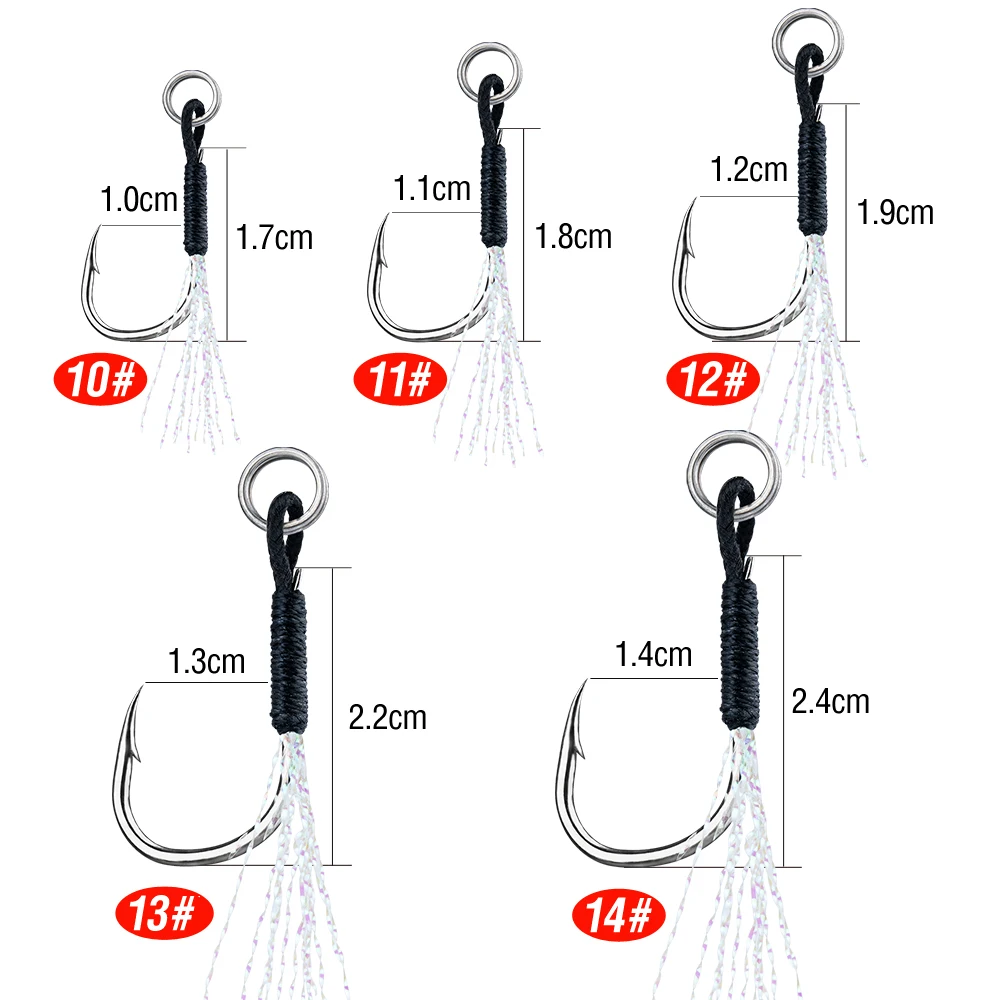 20 Stück Assist-Haken, hochfester Angelhaken aus Kohlenstoffstahl mit Widerhaken und Verbindungsring für Süßwasser und Salzwasser – Detail 6