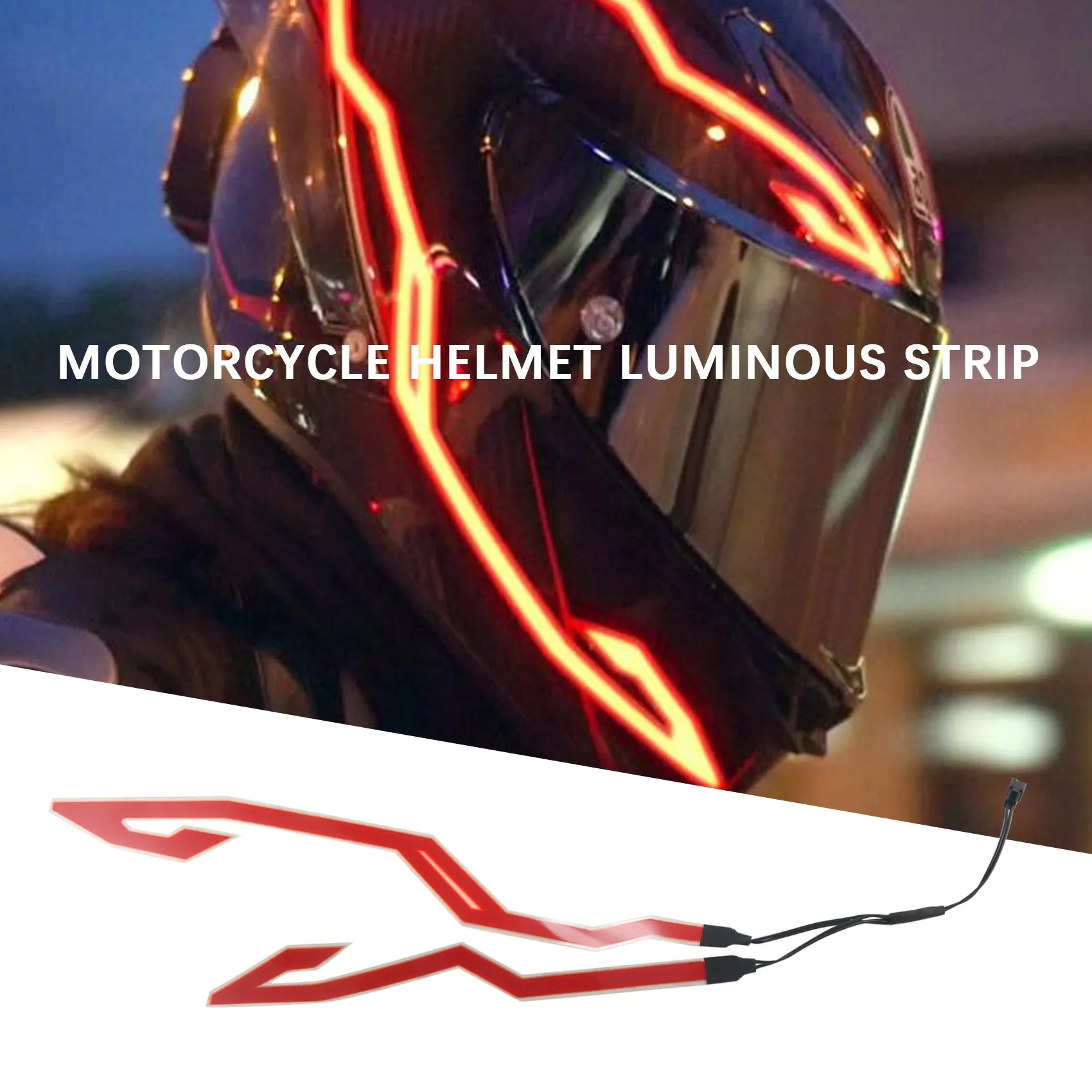 4PCS Motorcycle LED Night Light Riding Signal Helmet EL Cold Light 3 Mode Bike Helmet Led Light Strip Kit Bar (Red)