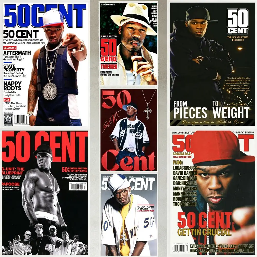 music 50 Cent Poster Poster HD Waterproof Self-adhesive Art Print Wall Decor for Bedroom Living Room Gift