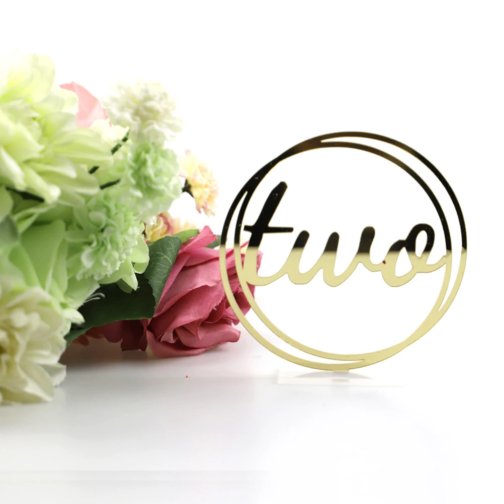 

10pcs Table Numbers Seat Number One to Ten Golden Round Hollow Design Banquet Wedding Table Numbers For Wedding Reception Decor