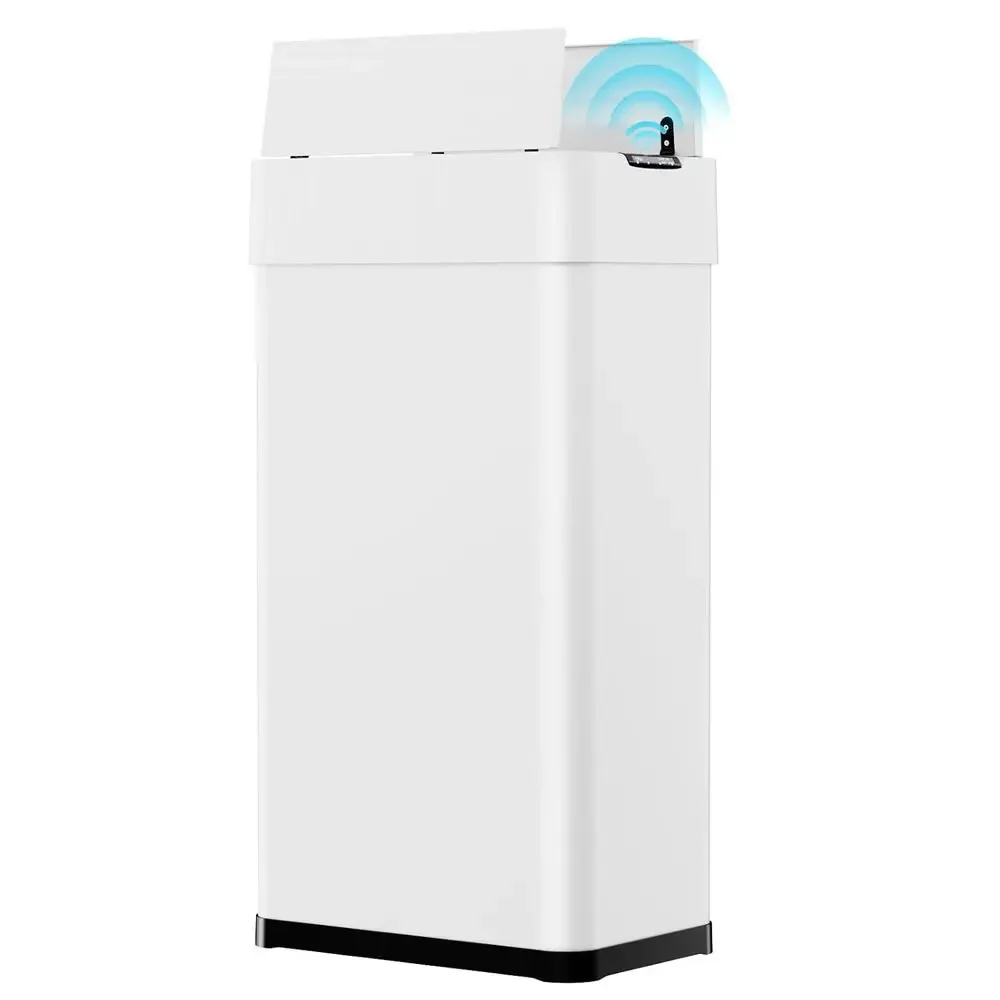 

18.5 Gal 70L Stainless Steel Motion Sensor Trash Can, Soft-Close Lid, Ideal for Living and Dining Rooms, Kitchen (White)