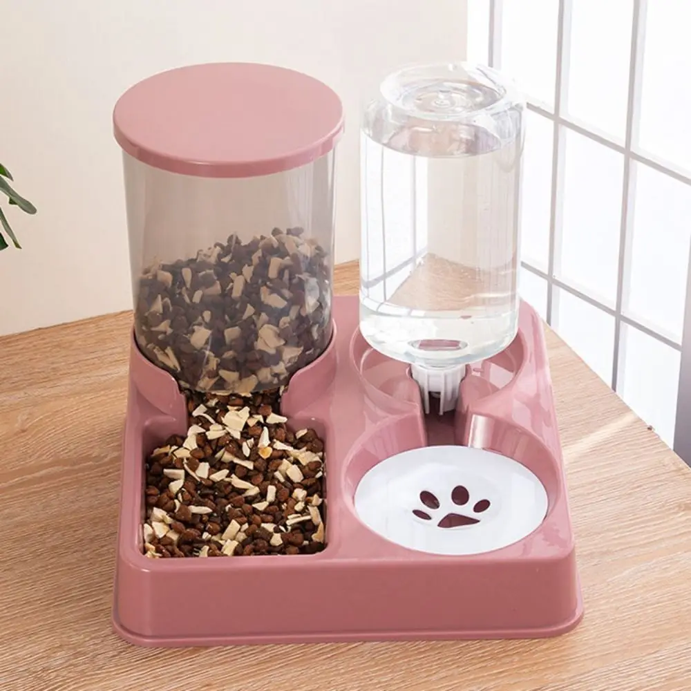 

Pet Supplies Automatic Pet Feeder and Waterer 2 in 1 Anti-tip Pet Water Dispenser Visible Plastic Pet Food Container Dog