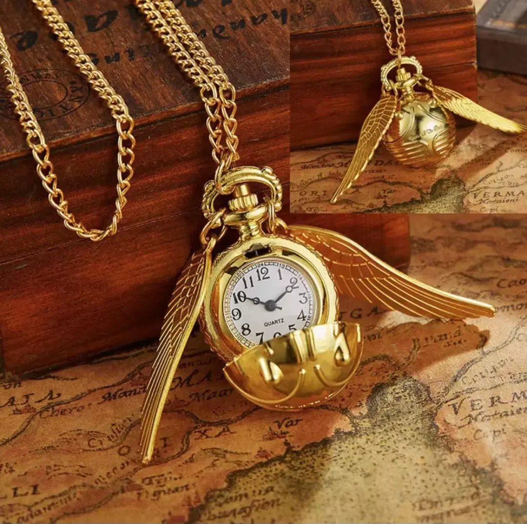 

Harries Potters Golden Snitch Pocket Watch Movie Peripherals Souvenir Necklace Exquisite Quartz Pocket Watch Pendant Kids Gifts