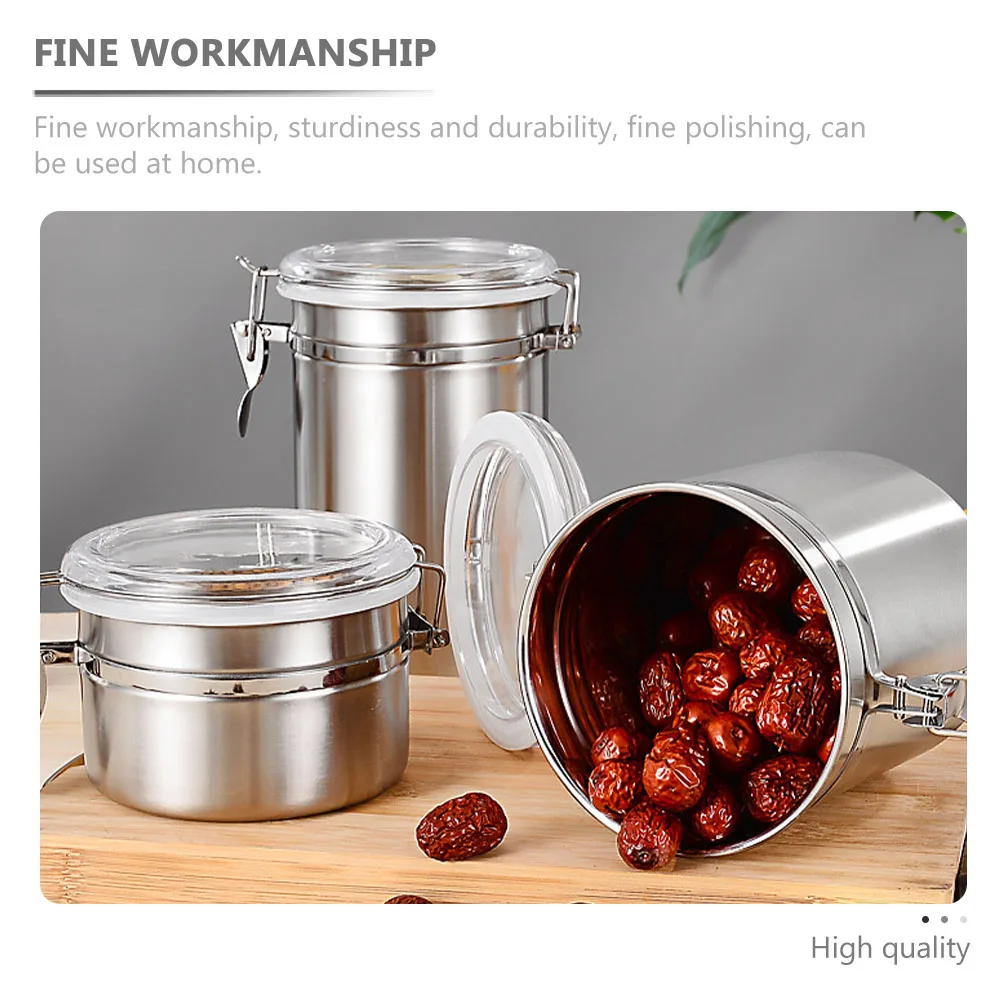 

4 Pcs Airtight Sealed Jars Food Storage Containers Stainless Steel Tea Coffee Bean Holder Kitchen Pantry ganization