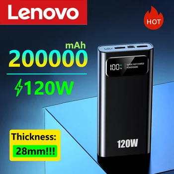 Lenovo 120 W superschnelllade-Powerbank 200000 mAh Ultragroße Kapazität Digitalanzeige Power Bank für iPhone Externer Akku