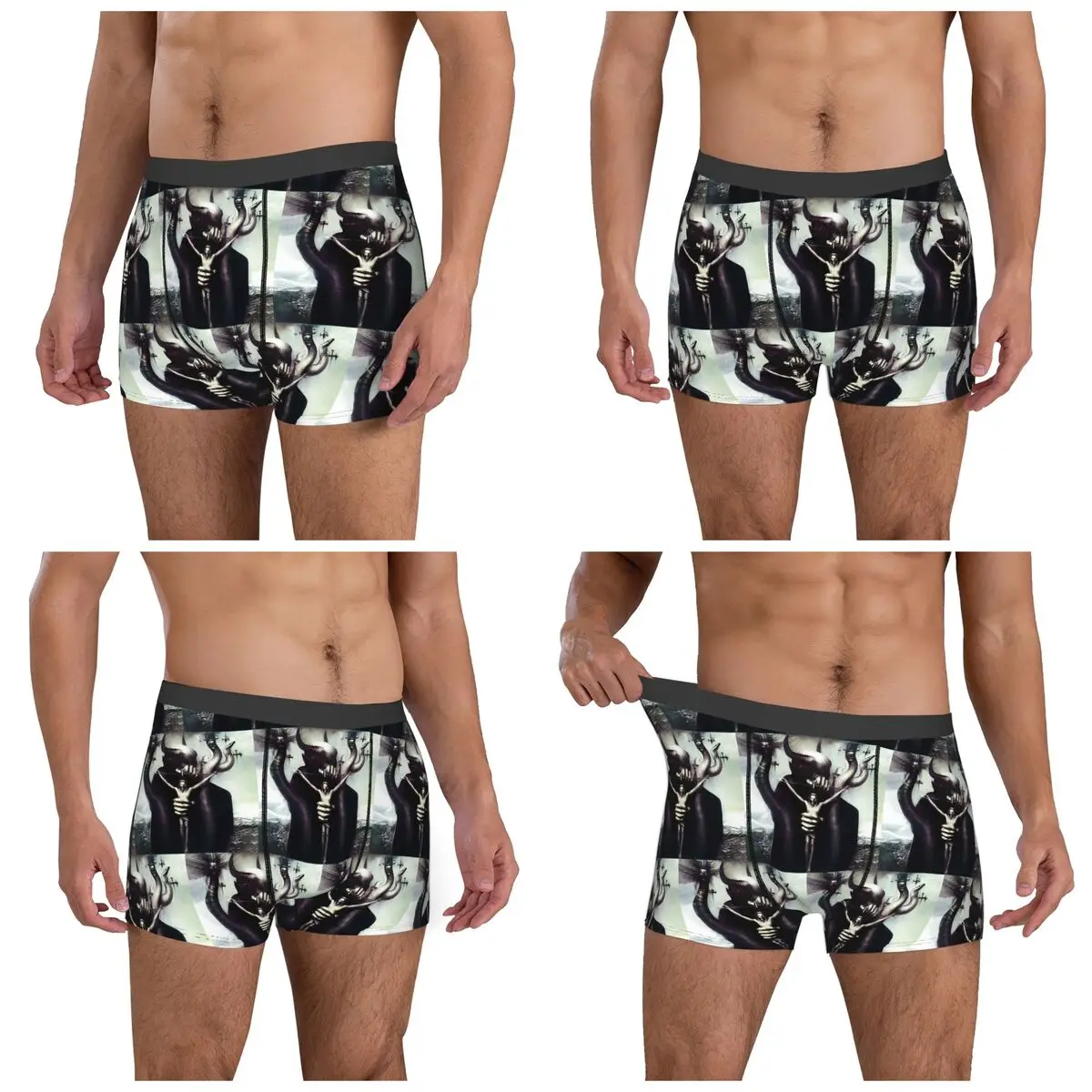Boxer Underpants Shorts HR Giger Satan Panties Men Soft Underwear for Homme Man Boyfriend Gifts