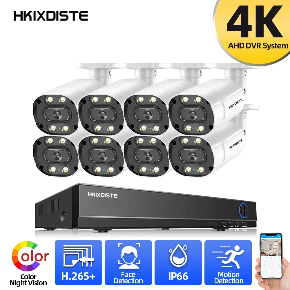 

4K 8CH DVR Security Camera System Face Detection AHD Camera Video Surveillance System Color Night Vision 8MP CCTV DVR Kit XMEYE