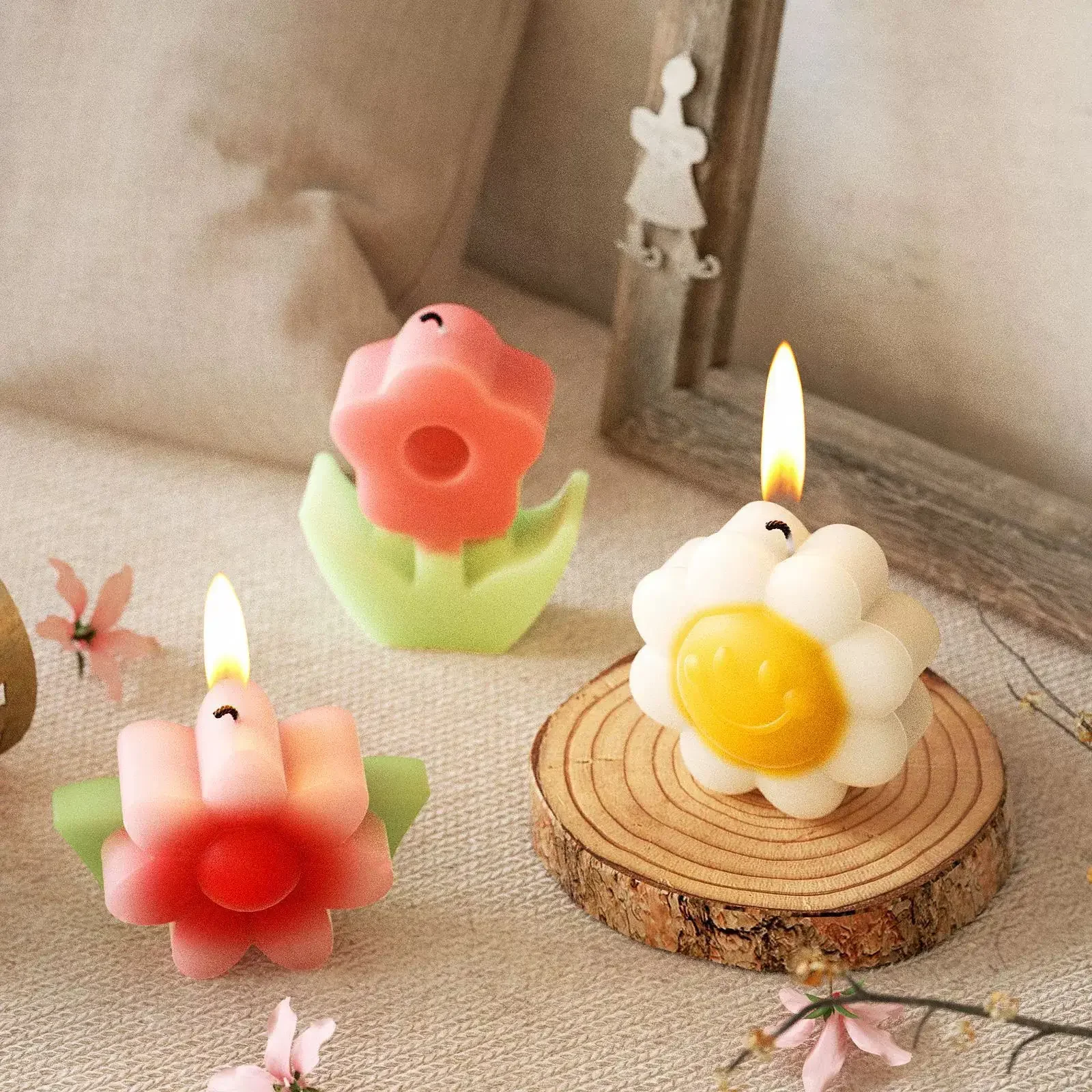 Flower Aromatherapy Candle Silicone Mold Candle Soap Mold DIY Candle Making Gypsum Resin Mold Home Desktop Decoration