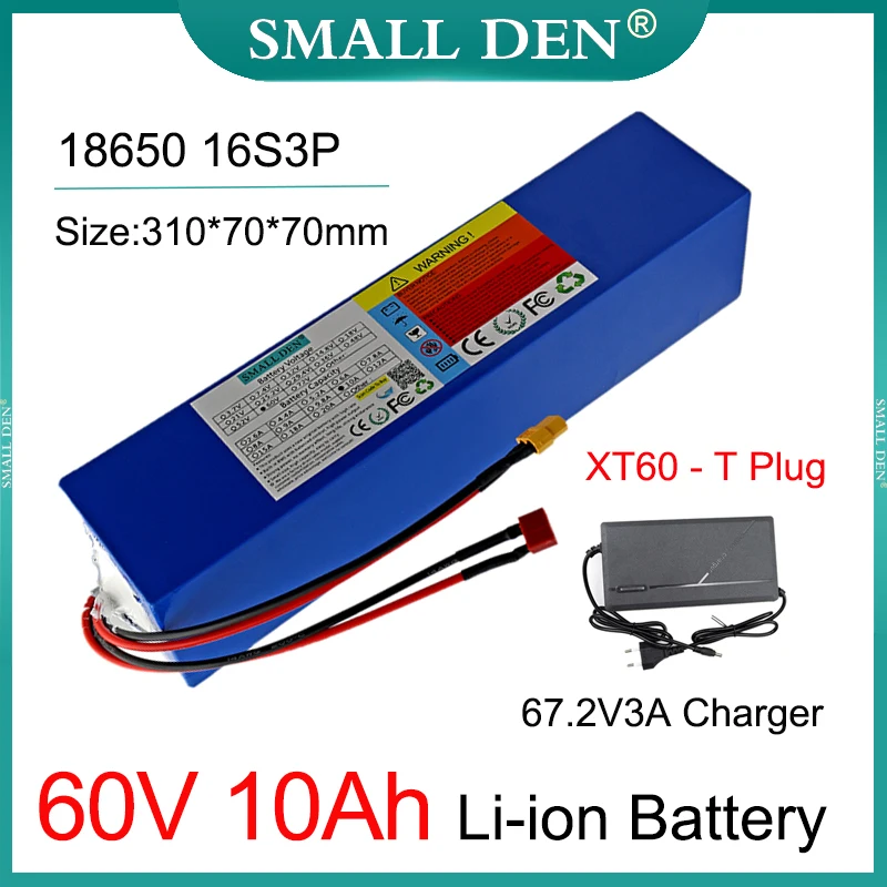 

60V 10Ah 18650 16S3P E-bike Lithium battery 1000W High Power For Electric bicycle Scooter motorcycle tricycle+67.2V 2A Charger