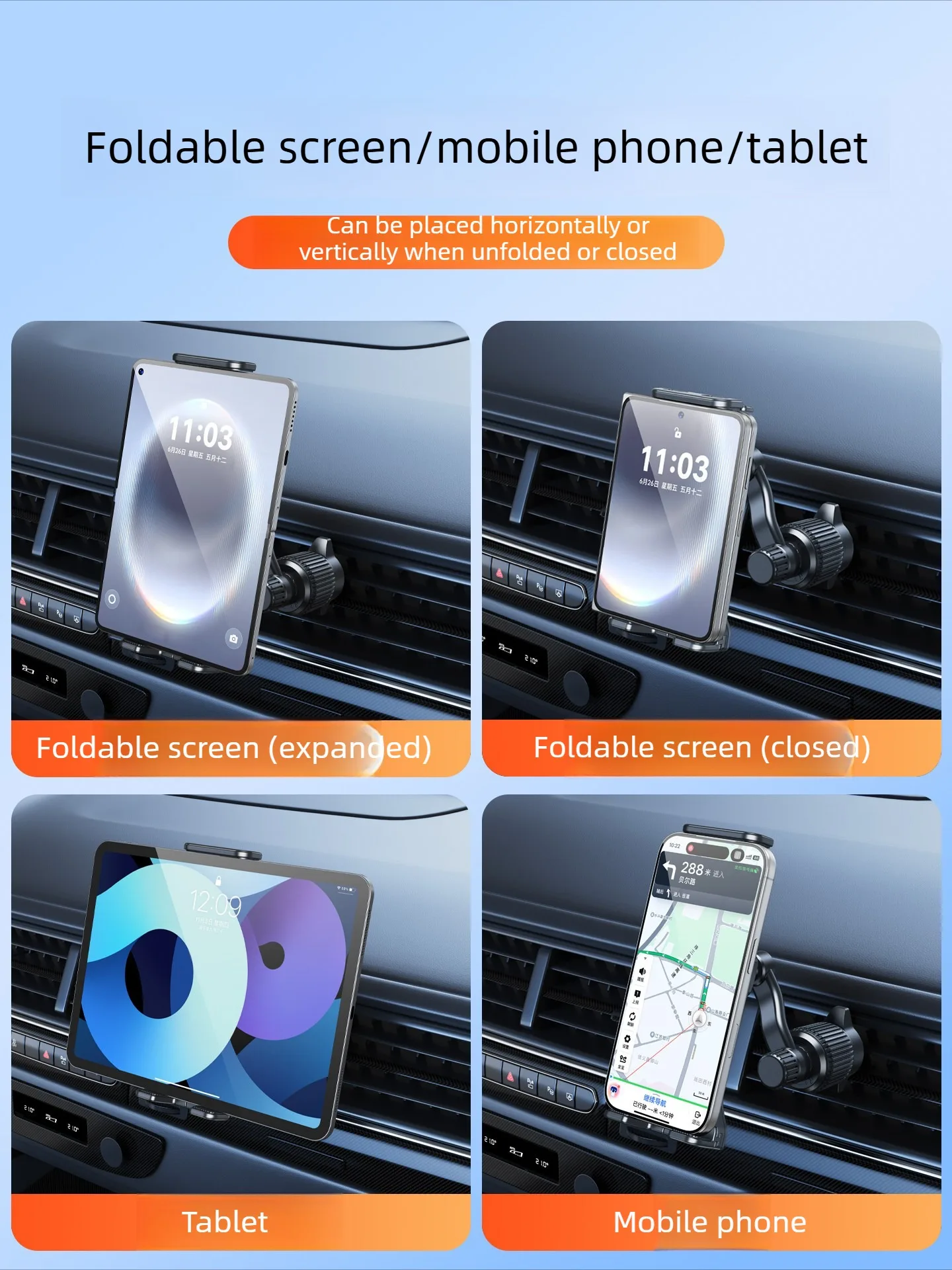 Eary Z Fold 8 Autohalterung für Lüftungsschlitze für faltbare Handys 360° ° Drehbarer Tablet-Ständer für Galaxy Z Fold 8 Ultra 7 6 5 iPhone – Detail 6