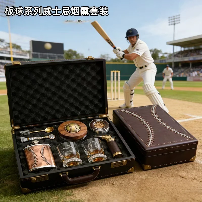 Cricket whiskey smoked set, smoked flip with handle packaging box, high-end wallet smoked gift box set