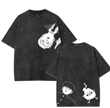 

Mob Psycho 100 T Shirts Anime T-shirt Washed Vintage Loose Oversized hot product high quality Unisex Washed Retro Fashion Gift
