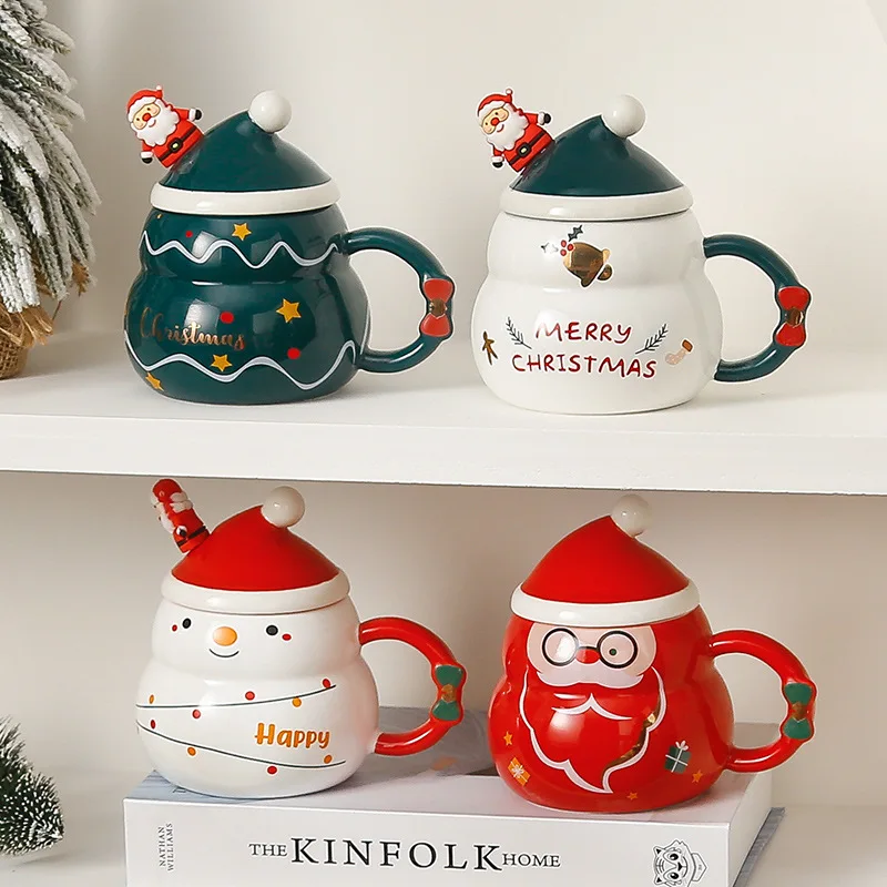 Ceramic Christmas Mug Nordic Style Large Capacity Snowman Santa Tree Gift Creative