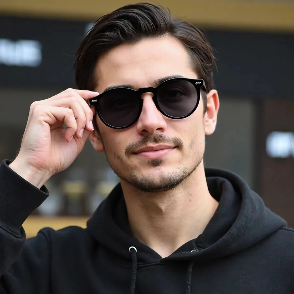 Retro Round Sunglasses Men Women Fashion Small Polarized Sun Glasses For Male Female Literary Vintage Shades Driving Eyeglasses