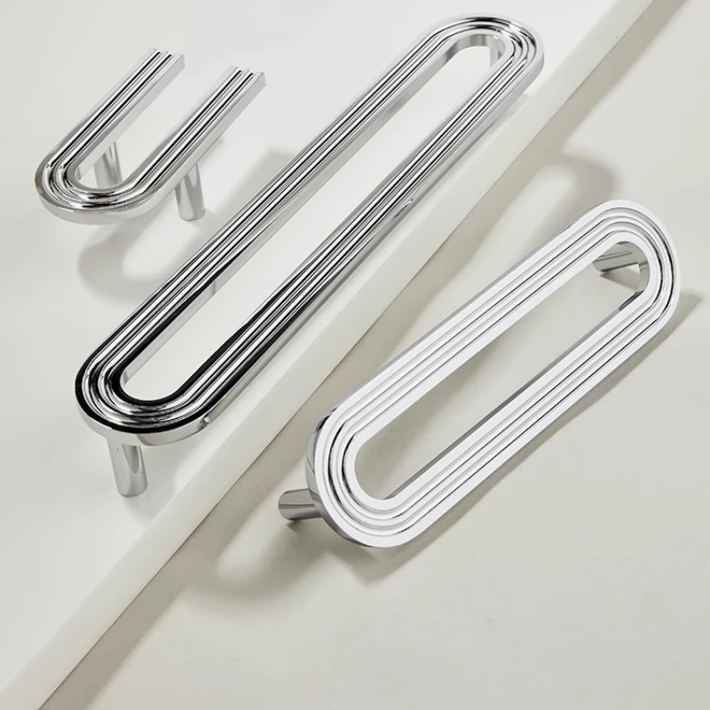 

High End French Chrome Plated Cabinet Handle Creative Brass Drawer Handle Personalized Light Luxury Cabinet Wardrobe Handle