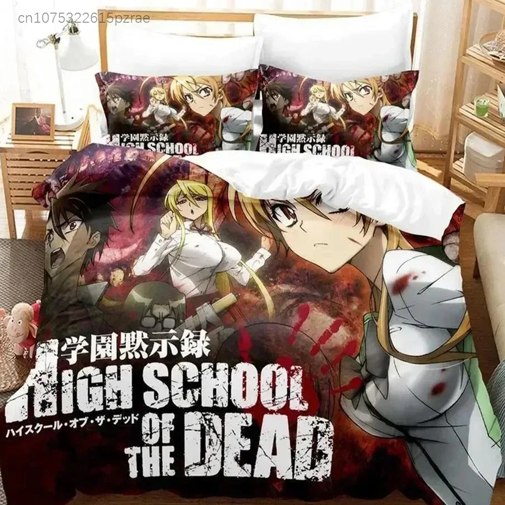 Highschool Of The Dead Bedding Set Single Twin Full Queen King Size Bed Adult Kid Bedroom Duvetcover Anime Bed Sheet