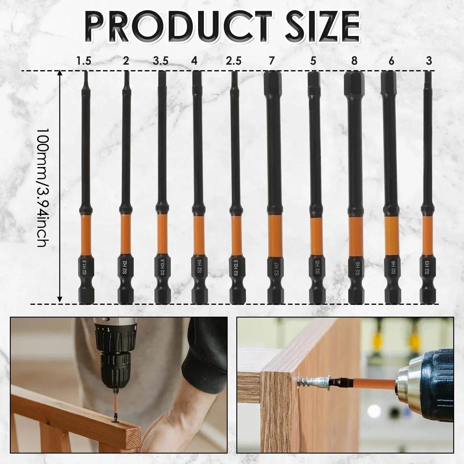 10/20PCS Hex Head Allen Wrench Bit Set Magnetic Screwdriver Drill Bit Metric and Imperial （SAE ）quick Release 1/4in Hex Shank