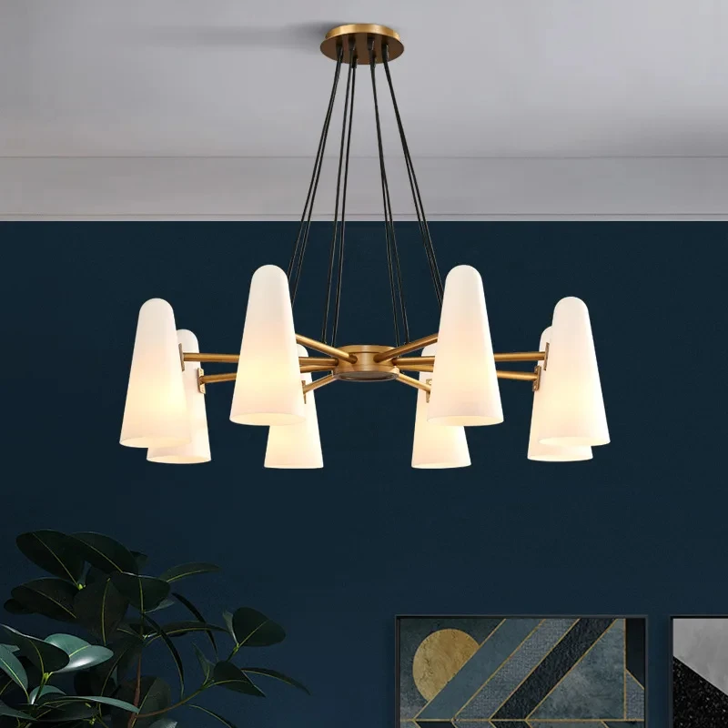 

Light luxury all copper post-modern minimalist living room dining room study bedroom model room villa chandelier GN762TB