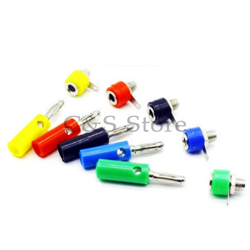 10Pcs=(5pcs 4mm Banana Plug+ 5pcs 4mm Banana socket ) 4mm Banana Plug Male and Female To Insert Connector Banana Pin DIY Model