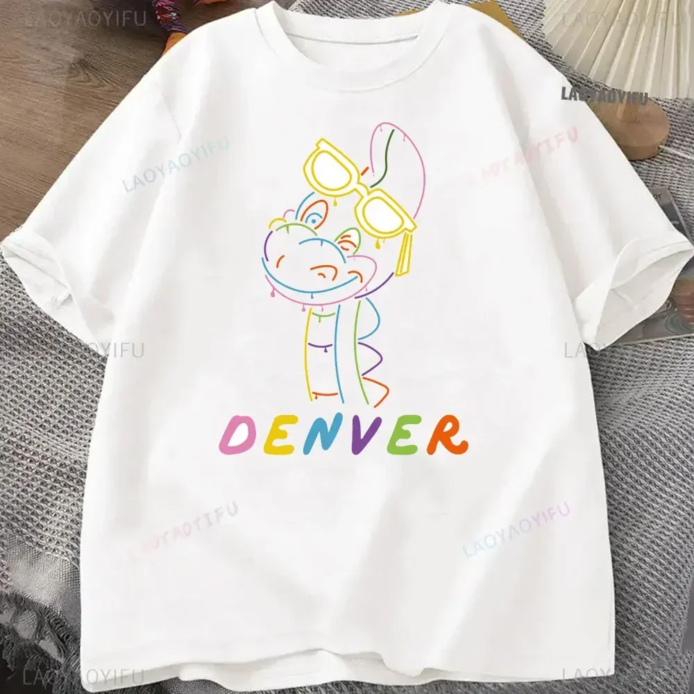Neon Round Collar TShirt Denver The Last Dinosaur Jeremy Cartoons Fabric Basic Cartoon T Shirt Girl Clothes New Design Hot Sale view 4