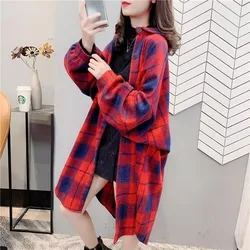 Spring Autumn Thick Plaid Shirts New Women Blouses Tops Long Sleeve Female Casual Print Shirts Loose Cotton Checked Lady Outwear