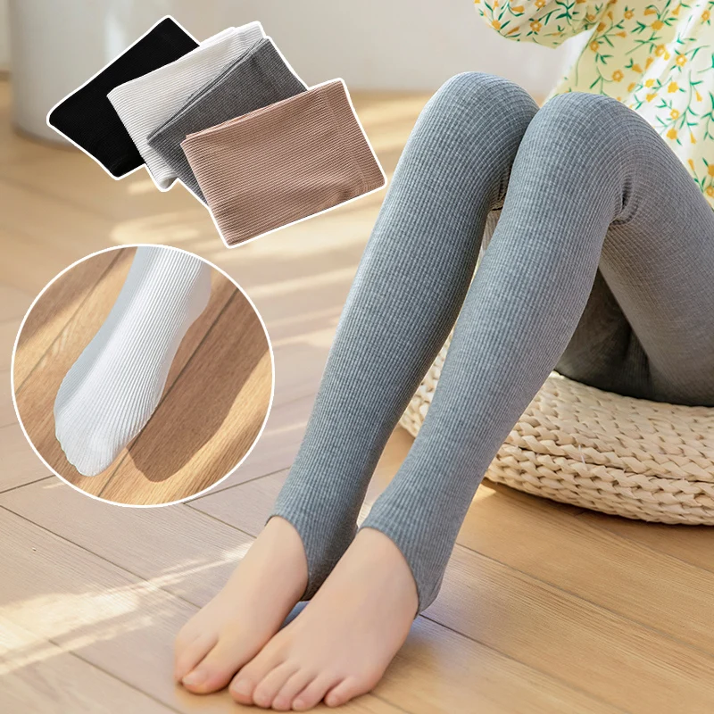 spring autumn breathable cotton Warmer pantyhose 3-12Y kids girls vertical striped tights baby student Ballet dance stockings